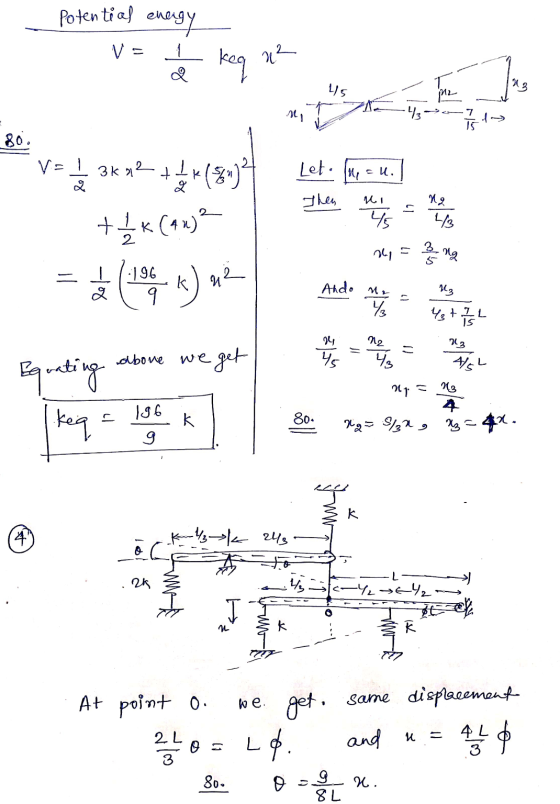 Potential energy VE { keq x² 23 115 -43 >7 he TE 80. V= \ 3K42 +4 * (8) Let. My cu. Q Then NI +/- 2 ng 43 к (. 45 - 11.196 9