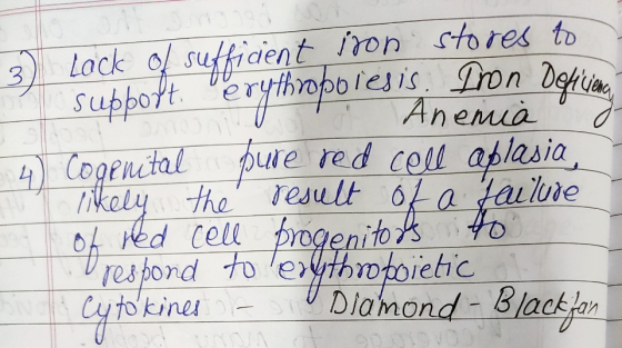 3 support eart Anemia go 4 Lack of sufficient iron stores to subbott erythropoiesis. Iron Deficiene Cogenital pure red cell