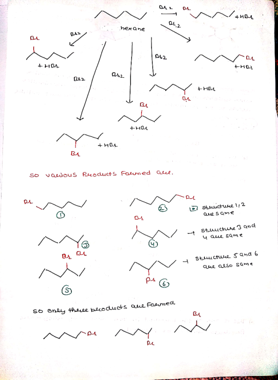 M tHB hexane THBR +HO Rez M EHBE +HBS thie T. +HBL Be So vardous Peroducts Faumed Cece. Stuct wel, 2 Que same Stuucture 3 and