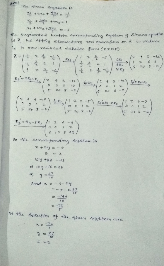 २ + 2 +2 =-। 1he 4wgnentea mntrix omespending ystem of aineos equotion s AWe atpy elememtory sow perotions it t ow- vedueed e