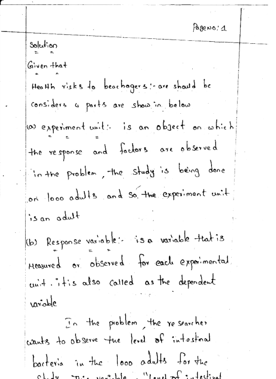 Page no: 1 ---- Solution Given that Health risks to bear hogers! - are showed be considers a parts are show. in below las exp