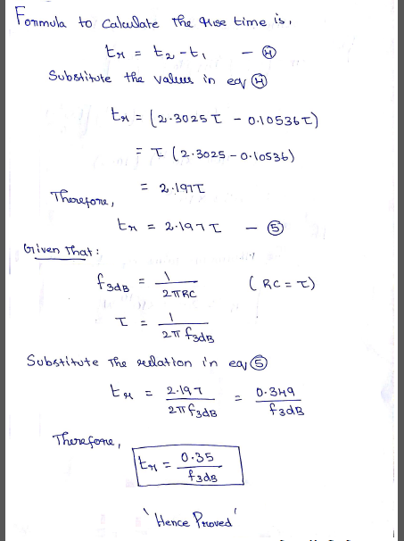 Substitute the values in eve 대: (2, . 30 25 τ -0-10536T) τ (2.3025-o-los 36) 219TT 34B Substitute The latton in eaj 6 3dB t0.