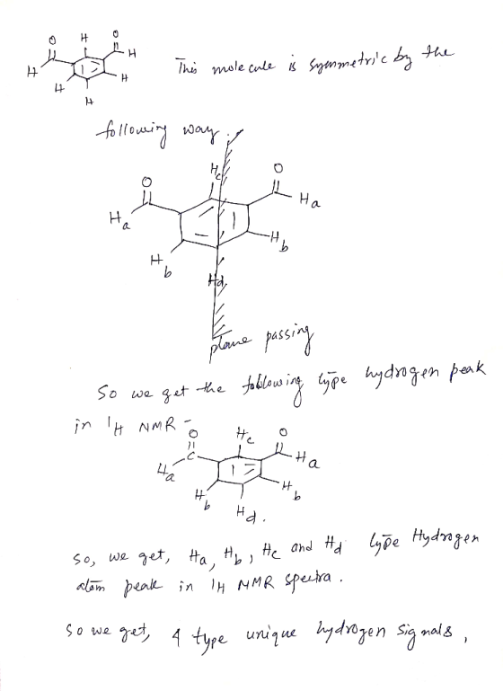 This molecule is Symmetr following way / b Hd so we get the following type hydrogen peak in H NMR o He lype Hydrogen so, we