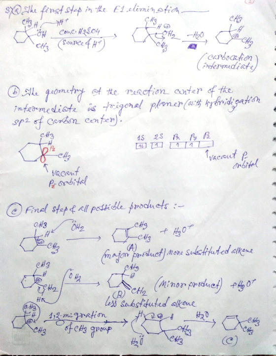 She fenst step n the E1eliminotih CHg Conc WS04 Carboafion irferomediats Ahe gaometry ote ncfion aoter fthe 7m tet-mediote is