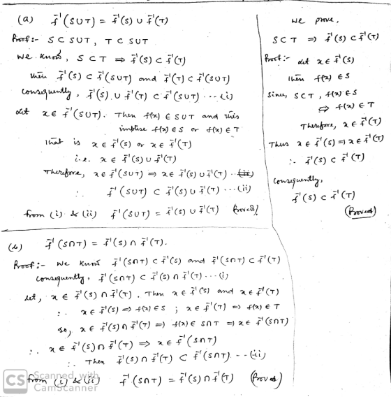 (a) F(SUT) = f(s) u (T) .. we prove, Roof:- SCSUT, TC SUT SCT = f (s) CF (1) . we know, sct I (S) C F (7) Roof: dit x E F