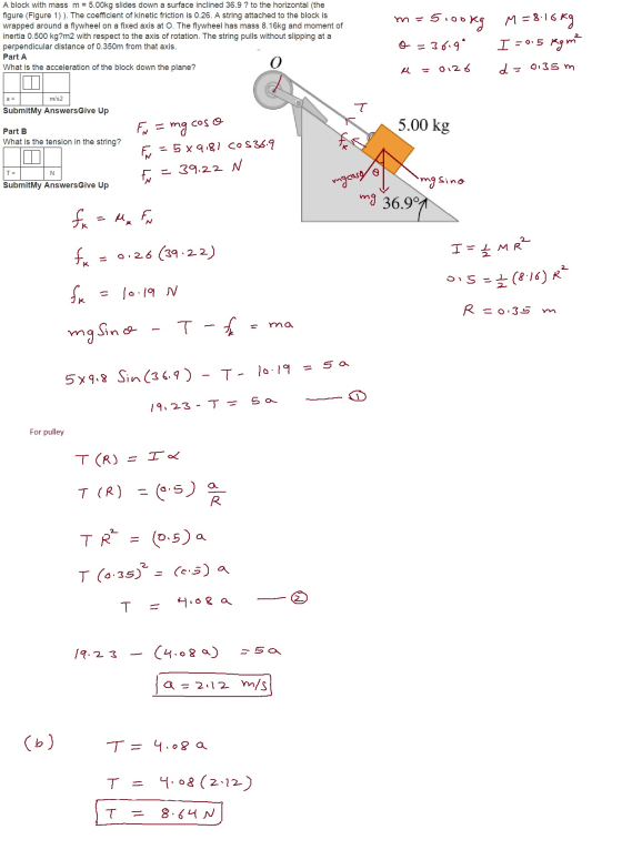 A block with mass m5.00kg slides down a surface inclined 36.9? to the horizontal (the figure (Figure 1)). The coefficient of