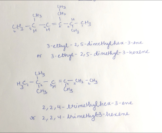 CH3 4 3-ethyl-2,5-dimethylhen-3-ne 3-etnyt- 2,5-dimethyl-3-henene Y - C 2 CH3 2,2,4- trimethylhea-3-eme 2, 2,4-krimethyks-ere