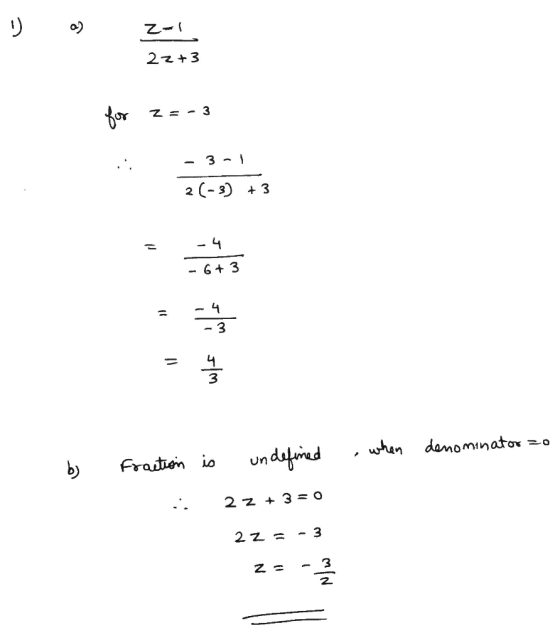 り & 27+3 for Zs-3 - 3-1 2-3 +3 - - 6 +3 덇 - 3 W 조이 when denominator - b) Fraction is undefined 22 +30 22 - 3 ze 2