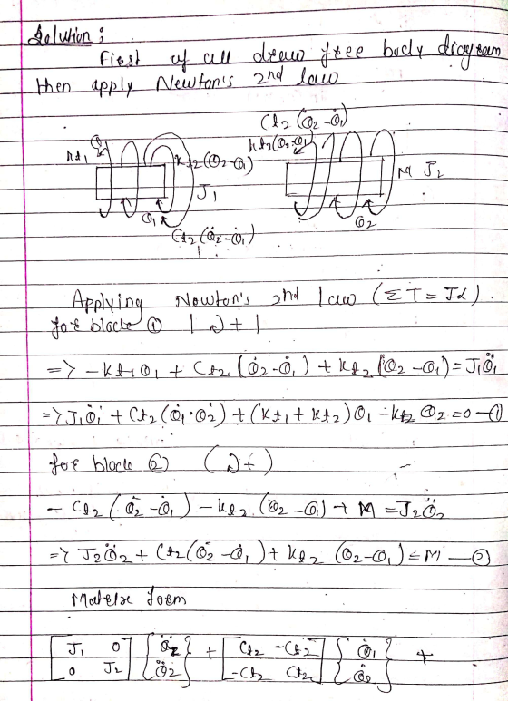 delwhinni First of all drevo free body diay tem then apply Newtons 2nd lado (da Co2 od ht(0,0) rai 2(O2-fo) 3 M JI Ji O2 Et2