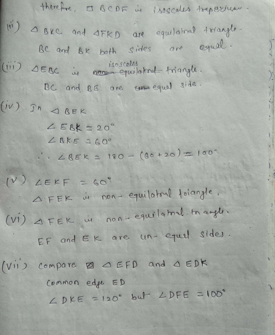 therefore, J B C DF in isos cales traperiun. 1) O BKC and OFFD are BC and BK both are equilamal triangle sides isosceles non