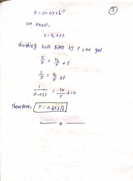 D = 0.033h) we know, V=Vo+Ft dividing both sides by Fowe get. Ě V t t 1 / 2 = 1 tott to = 10 +10 0.033 Eta These fose, (F = 0