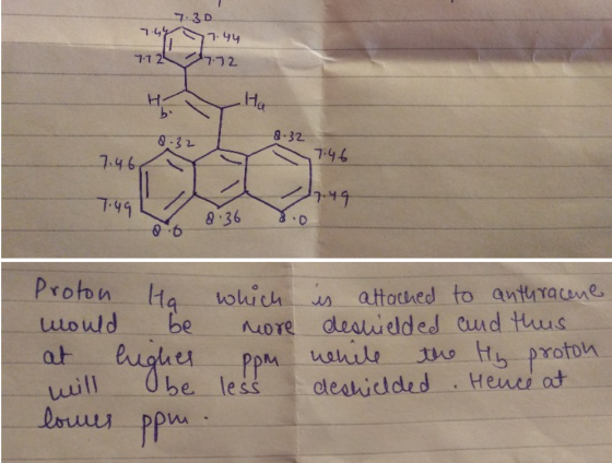 7.30 7.487.44 - 7-724 7.72 H Ha 8.32 57:46 7.49 8:36 8.0 Proton to which would be more at lughes ppm will be less lower ppm.