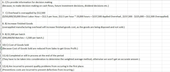 6. C)To provide information for decision making (Because, to make decision making on cash flows, future investment decisions,