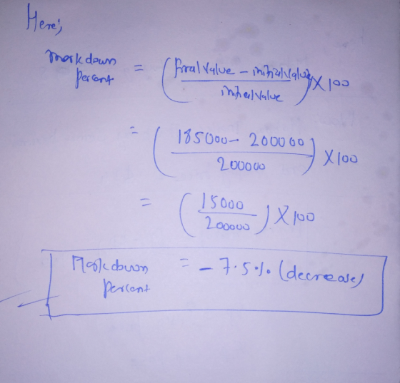Heres Markdown - fral Value - initial valuer 100 percent Mihal value 185000- 2000 Gol X100 200000 ( 15000 1X100 200000 Posko