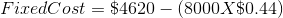 Fixed Cost = \$4620 - (8000 X \$0.44)
