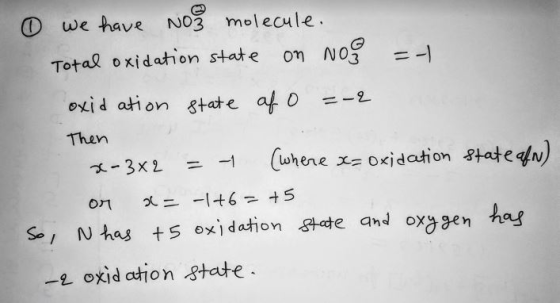we have nos molecule. Total oxidation state on nog =-- oxidation state af o = -2 Then x-382 = 1 (where x= oxidation state af)