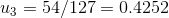 из 54/127= 0.4252