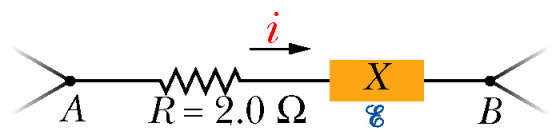 In the figure, the section of circuit AB absorbs 6
