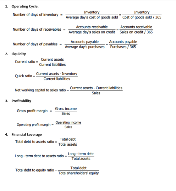 1. Operating Cycle. Inventory Number of days of inventory - Average days cost of goods sold Inventory cost of goods sold / 3