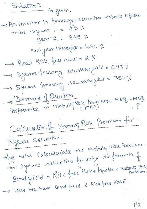 Solutron Ac given, An investor in treasu to be inar sewrites expects in ftaten 3.45 Hear a eachyear thneafta = 4,35 % > Real