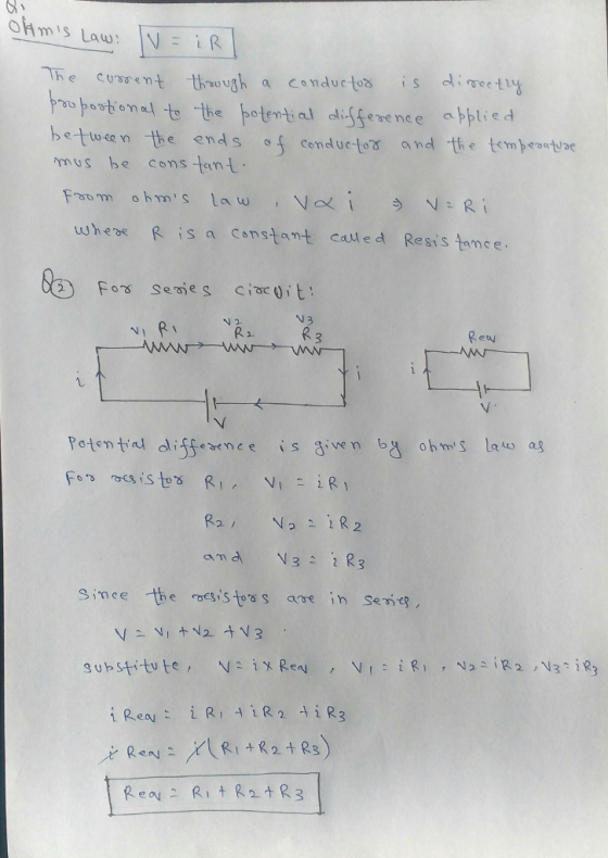 OHmIs Law The cusoen ht,ト。0t on at to the トotent, al differe ne e applied betueenthe ends cenducto and the tem mus be cons tan t tougha conductos is ty whebe R isaconstant cauled Resis tance. etw potential difference i s 3ven by obwS law a since the esistors s ane in Seeg