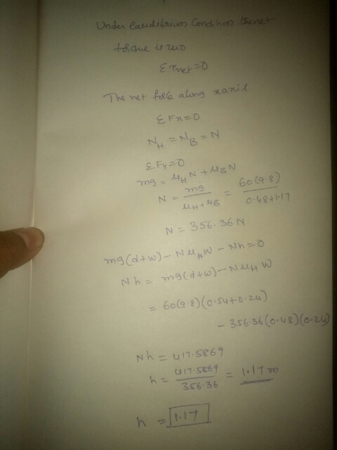 the net Under laudibrium Condhon teque is zero Errero The net falle along nanil Efn=0 & Fy=0 mg MAN+MON N = mg 60 (9.8) CH+48