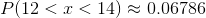 P(12 < x<14) \approx 0.06786