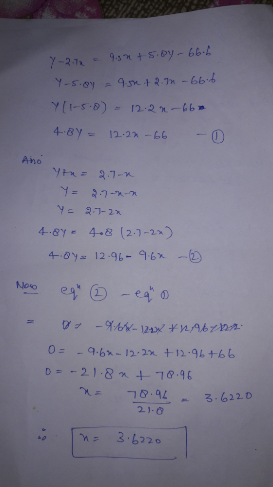 9.s2 +5.0-66- Y-2-72 9.5n+2-フn -666 ho-s-P (aS-11A 12-2 n-66 P 4-8y= 12-21-66 - 0 Aino 2.7-2 =2.7-2x 4-8y= 4.8 (2-1-2) 4-8Y 1
