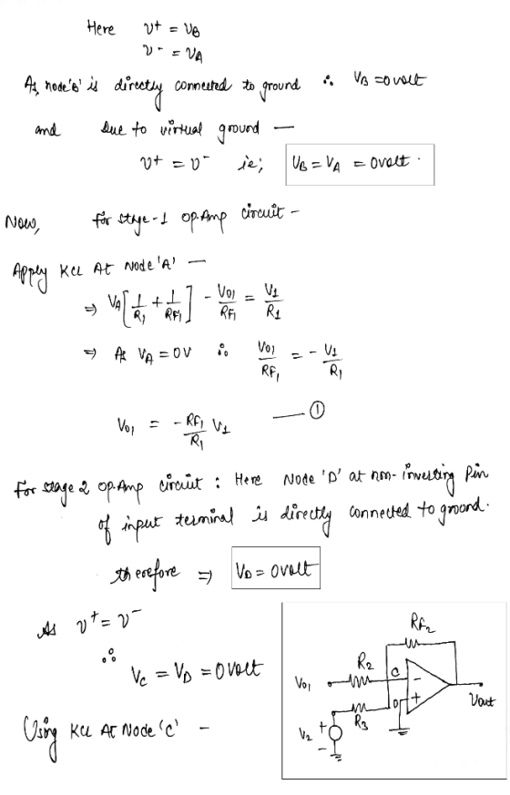 Here vt = UB VEVA As nodeB is directly connected to ground i VB to wat and due to virtual ground - 77 = v ie; UB=VA = Ovolt