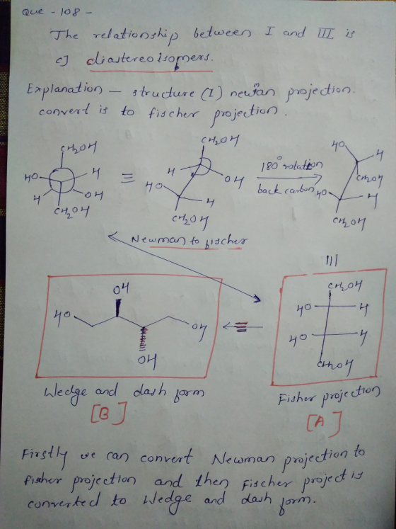 The relationship betwen and ITI i Explanation convert is to fischer projetion rucdure C netan proje ction O fis cher pro je 1