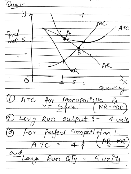 Dugl Mc ATE Printed А costs B. AR AMR # S Quantity 2 4 units U ATC for monopolistic Stalin. (Mramo Long Run output - for perf