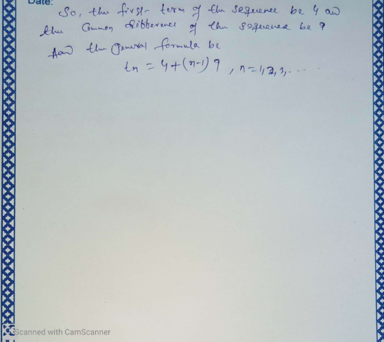 and the general formula be So, the first term of the sequence be 4 aw the sequenes be a the Common differene of tna 4+(n+1) 9