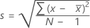 S = (x - x) N - 1