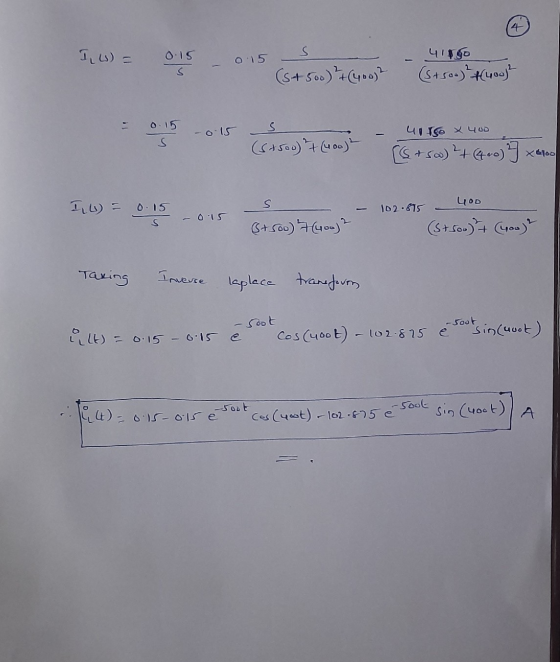 I W) = 0.15 s 4 41190 (S+500)+(400g 015 S (s+500)²+(400)? 0.15 -0.15 4orco x 400 (6+500) 7 (400) 2 (s & sw) ²+ (400) 9 x 100