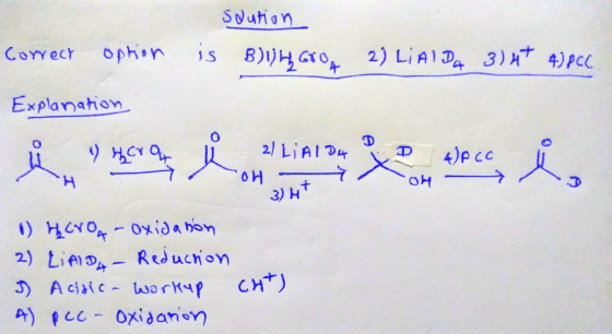 Saution Correar option is B)1/4600A 2) LiAIDA 3) 4* 4) p CC Explanation, ů 1) hora 2) LAIDE OH 4) pcc 3) 4+ 1) Hcro-oxidatio