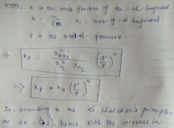 where, xi is the more fraction of the irth Component Xi = ni Mi n i = moles of ith component p is the totatal pressure. X NH3