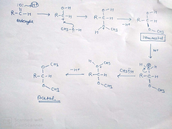 0:~ R- o-4 CS0H R-i-1 - R-e-H 0- C-H - o-1 Aldehyde R-6-H -0+ -ht CH3-6-1 - CH3 Н. — Сид Hemiacetal 1 ht nach o- (h И , -ht R