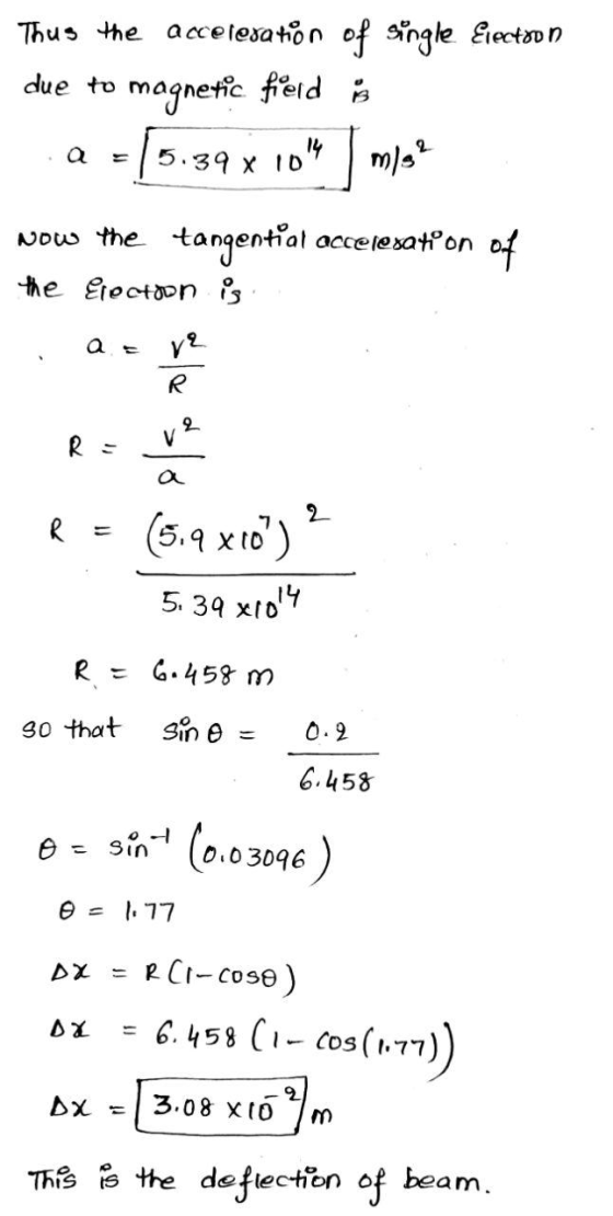 Thus the acceleration of single Electron due to magnetic field is a = [5.39 x 1014mla? Now the the tangential accelesation of