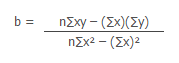 b = ΠΣxy - (Σκ) Σy) ΠΣχ2 - (Σx)2