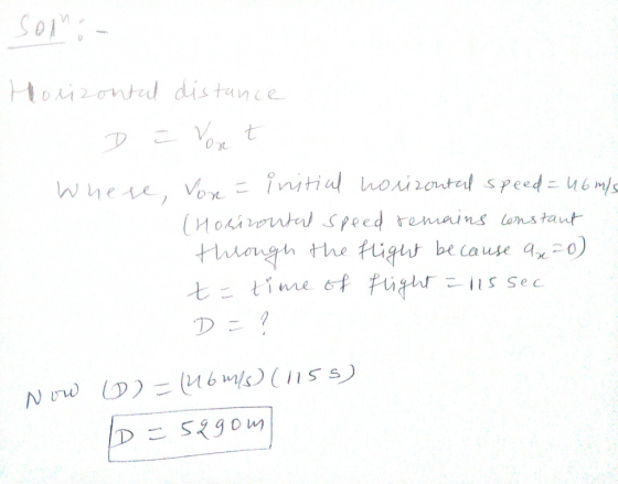 sono Horizontal distance Dext Where, Von = initial horizontal speed = U6 m/s (Horizontal speed remains constant through the f