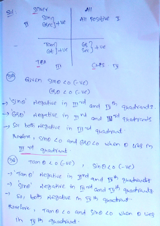 Silver All Sol: sing All positive I secitve Tom tue on Ave & tue Cot tve TEA I I Cups. To (37) Given sino co (-ve) GSO LO (-v