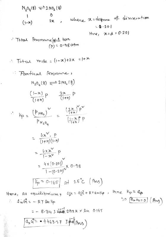 1,04(8) = 210, () (1-2) ax , where a = degree of dissociation -0.201 Hne, 2-0 -0.20) Total Proessure (p)-1 bar (P = 0.98 atm