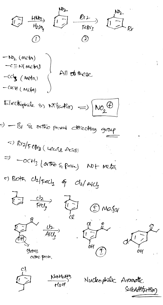 HO RY > H2 594 TERY -Noz (meta) -CENl met All of these -cche (Aneta) -Cool (meta) Electrophile an No fration =) No 41 -) - By