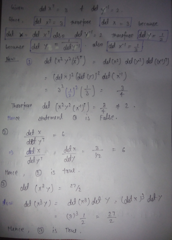 Since 3 because Given det x f det y = 2 (del x1 = 3 therefore { del x = 3 del xo del xl also del y therefore (del y = 4 becau