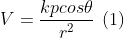V=\frac{kpcos\theta }{r^{2}}\: \left ( 1 \right )