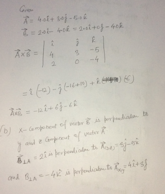 AxB = 3 -5 2 2. 0 andそGwrneut of vector K