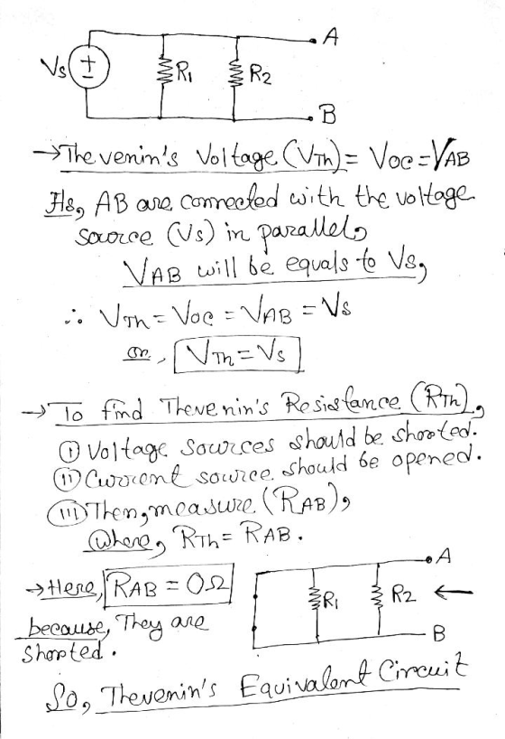 R =R *The venins Voltage (Vin) = Voc =VAB Hs, AB are connected with the voltage source cus) in parallelo VAB will be equals