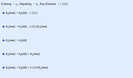 Entering = xz, Departing = 54, Key Element = 1.2222 + Rs(new) = Rs(old) = 1.2222 + R, (new) = R(old) - 2.2222R_(new) + R (new