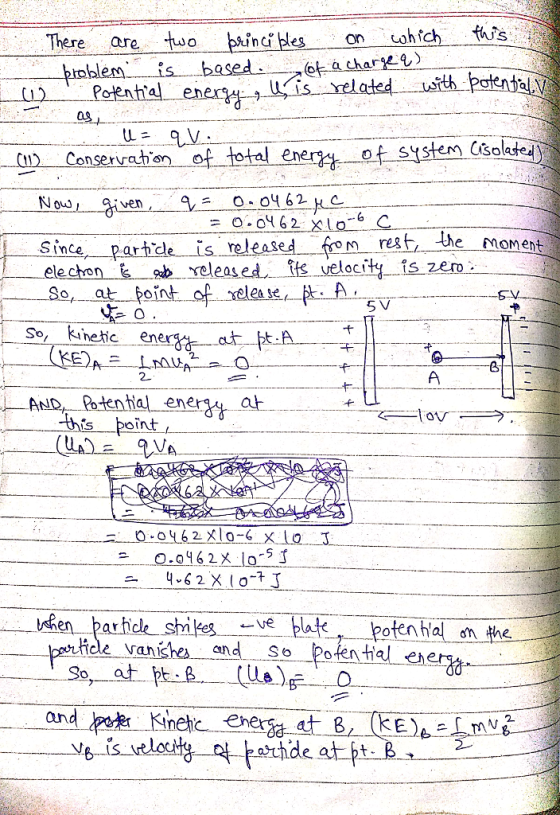 There are tuo ines uoht Rolenhtal enex related- 1A31 a9 Conservah on ener of system Csolede Siac, partleiselesed en rest he omeat ele chen & veleased its velocity is zeo. So, point of t A 5 V hejc ener 2 f- s point べen-part cle shies--ve-blok pticde vanishe and So Polen tial eer