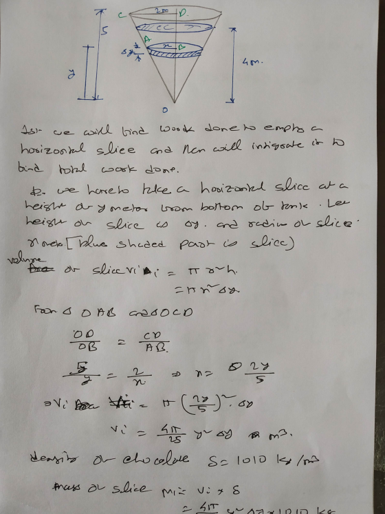 F J 15 ECC 40. Isin we will bind woock done to empty a horizontal sliee and non will insigoute it to bind total work done. &
